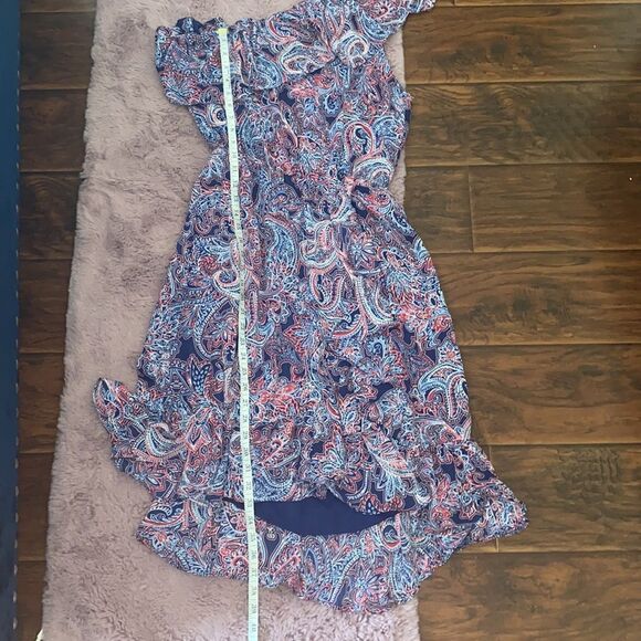 Parker Ruffle Paisley Design One Shoulder Dress Feminine Boho Party Event - Picture 10 of 10